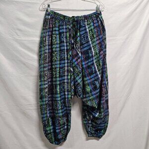 Guatemalan Boho Baggy Harem Crop Pants Woven Artsy One Size Cotton